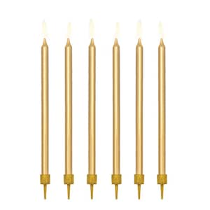 Tall Gold Birthday Candles 12ct | Anniversary Party Cake Toppers | Kids Birthday Party Cake Decorations | Gold Birthday Cake Candles