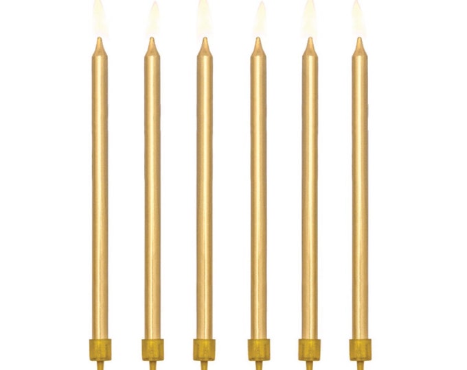 Tall Gold Birthday Candles 12ct Anniversary Party Cake Toppers Kids