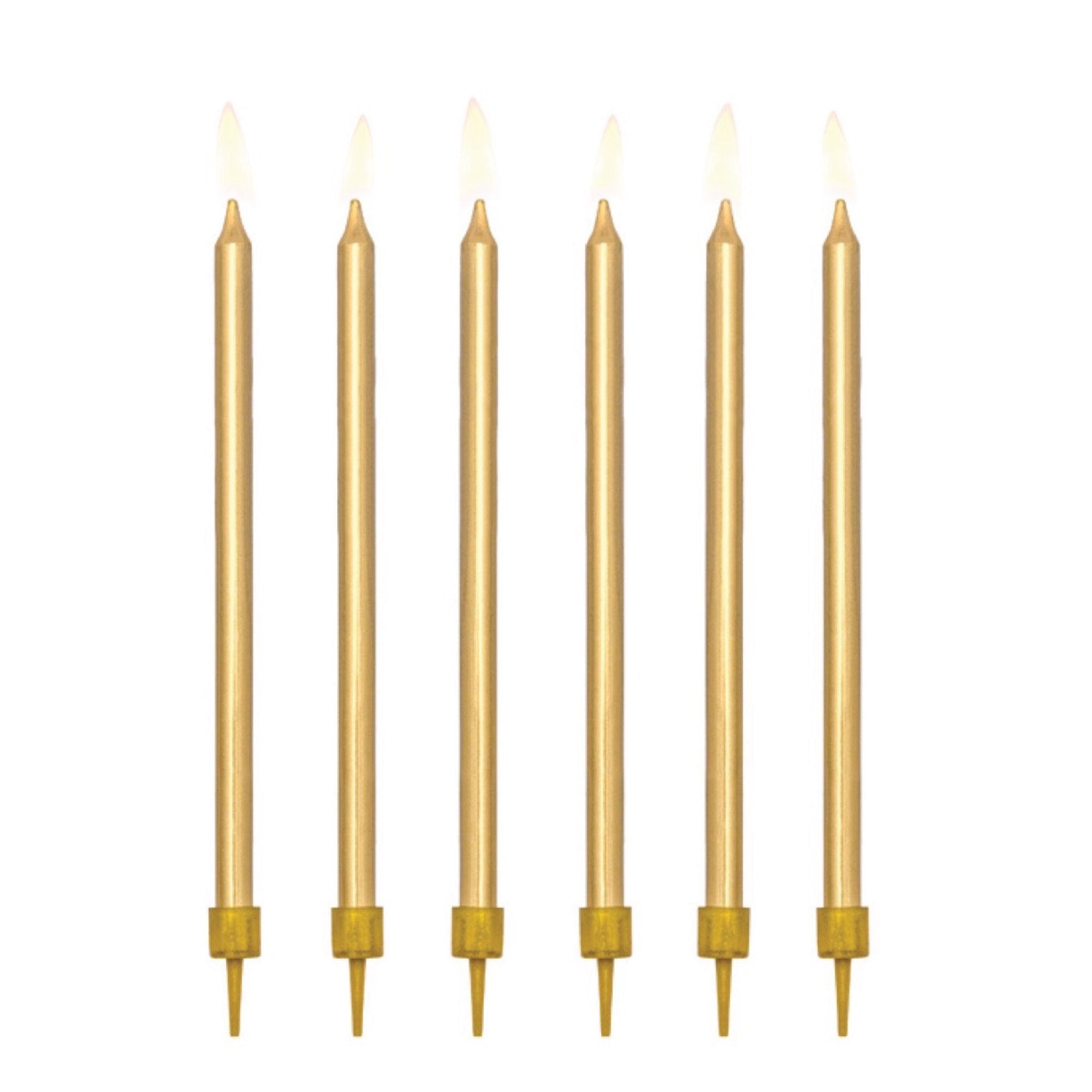 Tall Gold Birthday Candles 12ct Anniversary Party Cake Etsy
