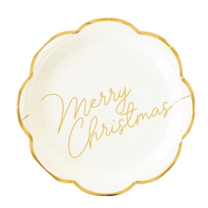 Piatti da pranzo in oro con scritta Merry Christmas da 8 ct / Piatti di Natale / Festa degli amici / Festa di Natale / Festa di decorazione della casa di pan di zenzero