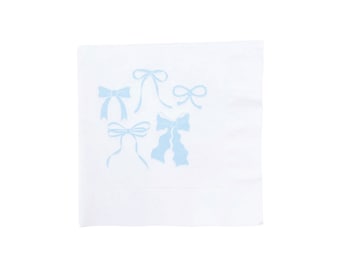 Serviettes à dessert bleues avec noeuds 20 ct | Serviettes de table pour baby shower bleues avec noeud | Bow premier anniversaire | Bow Bachelorette | Bow nuptiale de douche | Décoration de fête avec noeud