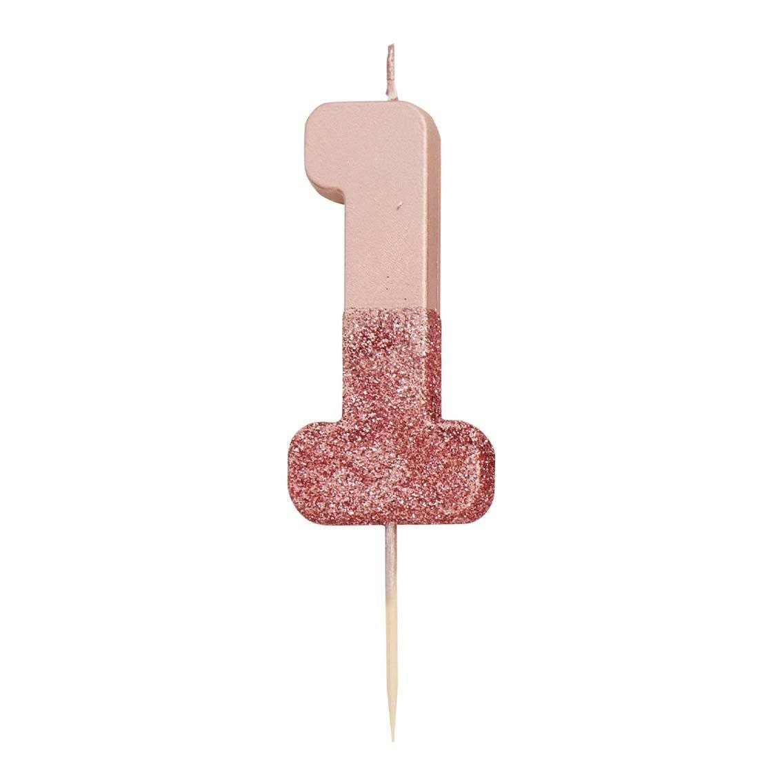 Candele Per Torta Numero 7 Rosa Glitterato Con Farfalla - 7,5 Cm Per Compleanni E Anniversari - 2