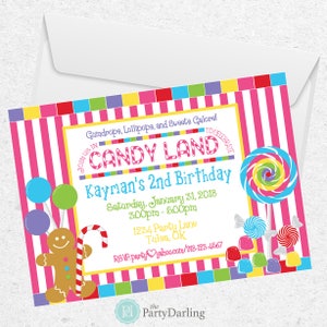 Candy Land Invitation | Candy Land Party | Candyland Invitation | Candyland Birthday | Sweet Shoppe Party | Candy Party | The Party Darling