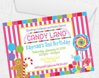 Candy Land Birthday Invitation - Sweet Shoppe Party (Digital File)