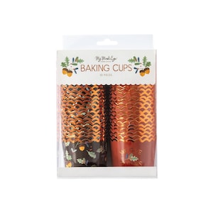 Nature Harvest We Give Thanks Baking Cups 50ct | Thanksgiving Table Decor | Autumn Treat Cups | Friendsgiving Decor | Fall Decor