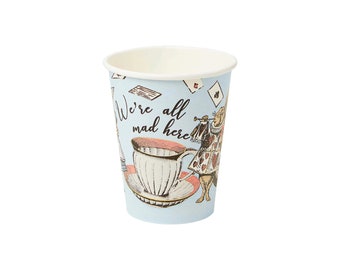 Alice in Wonderland Paper Cups 8ct | Mad Hatter Tea Party | Wonderland Wedding | Alice in Onederland Party Decoration | Girls Birthday Party