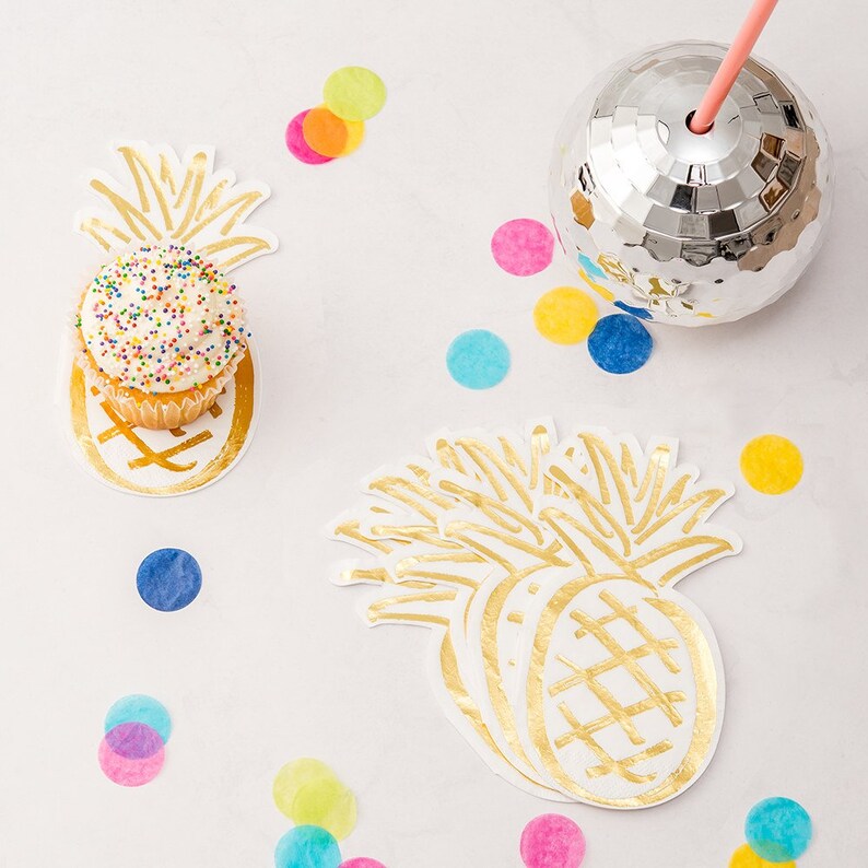Gold Pineapple Party Napkins - Thumbnail 2