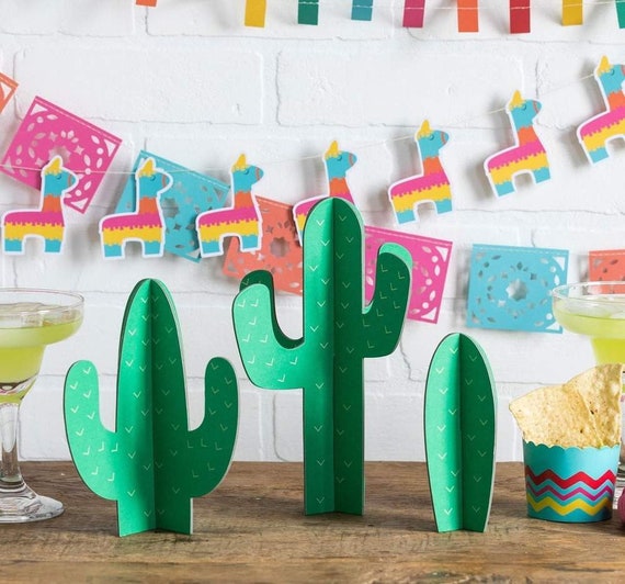 Fiesta Cactus Centerpiece Decor | Cinco de Mayo Decorations | Fiesta Baby Shower | Taco Bar Decor | Fiesta Bridal Shower Table Decor Il_570xn