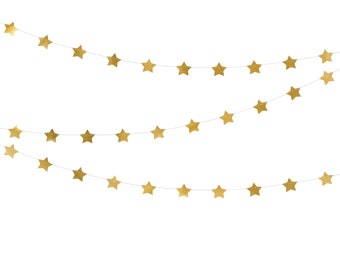 Gold Star Garland 12' | New Years Eve Party Decor | Gold Christmas Decorations | Twinkle Twinkle Little Star | Star Party Theme