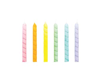 Multicolor Pastel Spiral Birthday Candles 12ct | Birthday Party Cake Decorations | Birthday Cake Toppers | Rainbow Birthday Party Candles