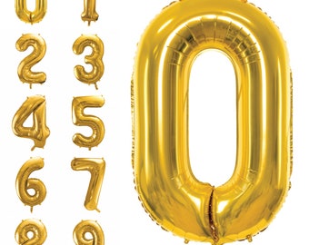 34" Gold Giant Number Balloon 0-9 | Birthday Number Balloons | New Year's Eve Party | Graduation Balloon Backdrop | Anniversary Party Decor