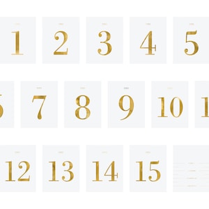 Gold Table Numbers for Wine Bottles (1-15) 30ct | Wedding Reception | Wedding Decor | Wedding Place Cards | Wedding Theme