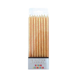 Tall Gold Glitter Birthday Candles 16ct | Anniversary Party Cake Toppers | Kids Birthday Party Cake Decorations | Gold Birthday Cake Candles