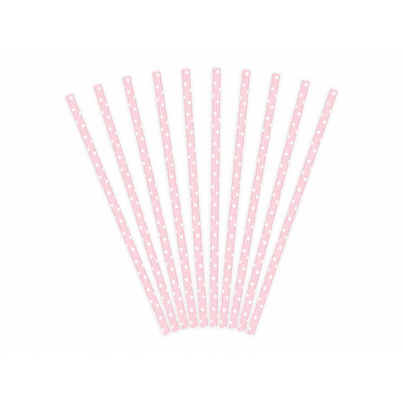 Pink Polka Dot Paper Straws 10ct | Princess First Birthday | Mermaid Birthday | Narwhal Party | Girl Baby Shower | Valentines Day Party Il_570xn