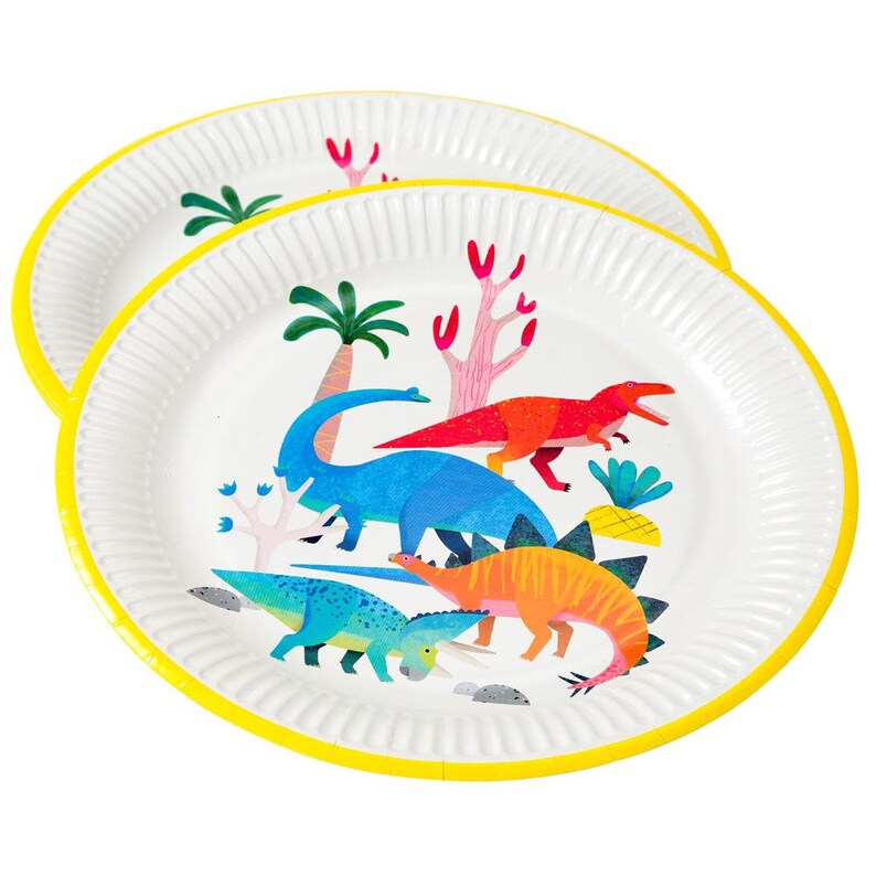 Dinosaur Lunch Plates 8pk Three Rex Prehistoric Birthday Party Dinosaur Baby Shower Dino Party Decorations Paper Plates