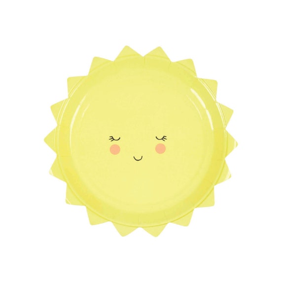 Yellow Sun Dessert Plates 12ct | You Are My Sunshine Birthday Party | Sun Shaped Plates | Sunshine Baby Shower | Meri Meri Paper Plates Il_570xn