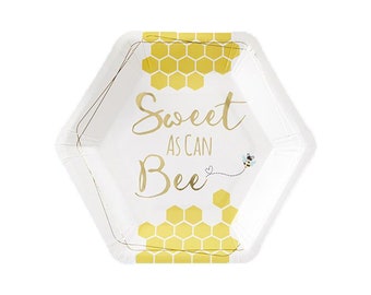 SALE | Sweet As Can Bee Dessert Plates 16ct | Bee Gender Reveal | Mom to Bee Baby | Little Bee Birthday | Queen Bee Birthday | Parent to Bee