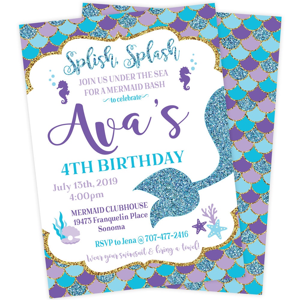 Mermaid Birthday Party Invitation | Under the Sea | Little Mermaid | Summer Pool Party | Personalized Invitation | Printable Invite - Etsy mermaid-birthday-party-invitation-under-the-sea-little-mermaid-summer-pool-party-personalized-invitation-printable-invite-etsy