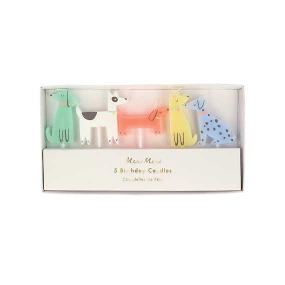 Dog Pawty Birthday Candles 5ct | Let's Pawty | First Birthday Party Ideas | Puppy Baby Shower | Adopt a Pet Party | Meri Meri Cake Decor Il_570xn