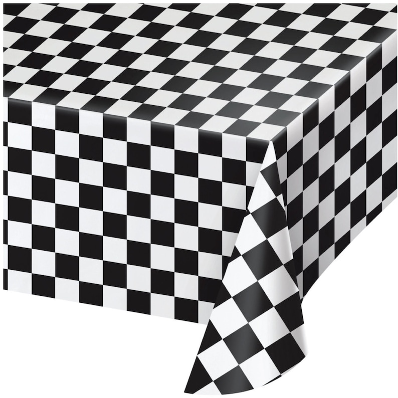 Black and White Checkered Plastic Table Cover 54 X Etsy