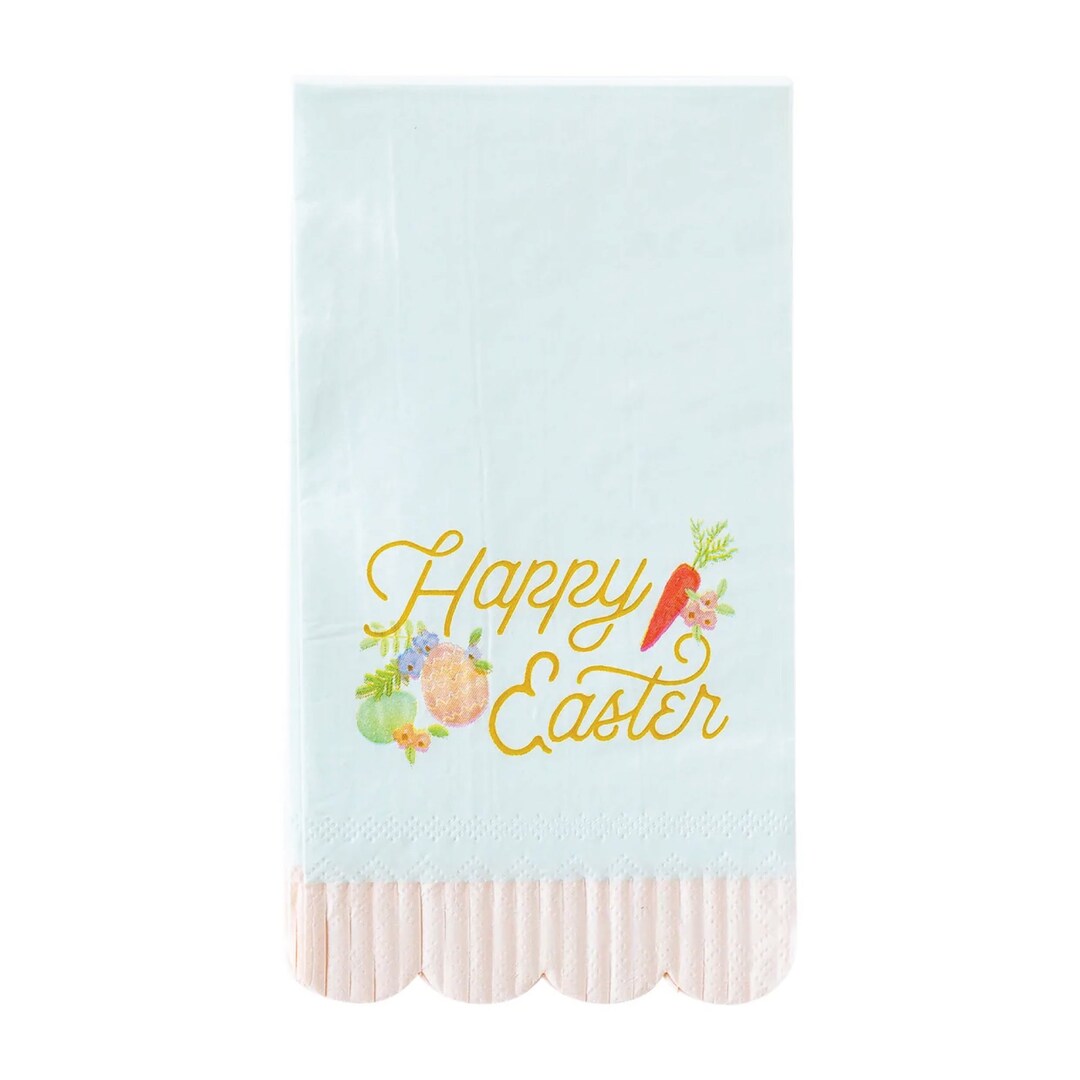 Easter Fringe Scallop Paper Guests Towels 24ct Easter Party Napkins