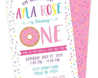 Donut Birthday Party Invitation | Donut Grow Up | Donut Miss This Party | First Birthday | Custom Printable | Personalized Digital Invite
