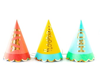 Hip Hip Hooray Birthday Party Hats 9ct | Party Decorations | Colorful Paper Hats | Kid & Adult Birthday Decor | Assorted Party Hats