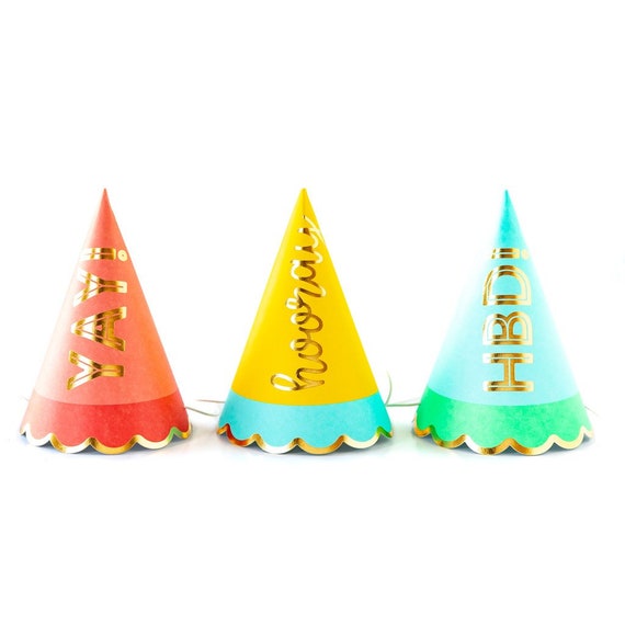 Hip Hip Hooray Birthday Party Hats 9ct | Party Decorations | Colorful Paper Hats | Kid & Adult Birthday Decor | Assorted Party Hats Il_570xn