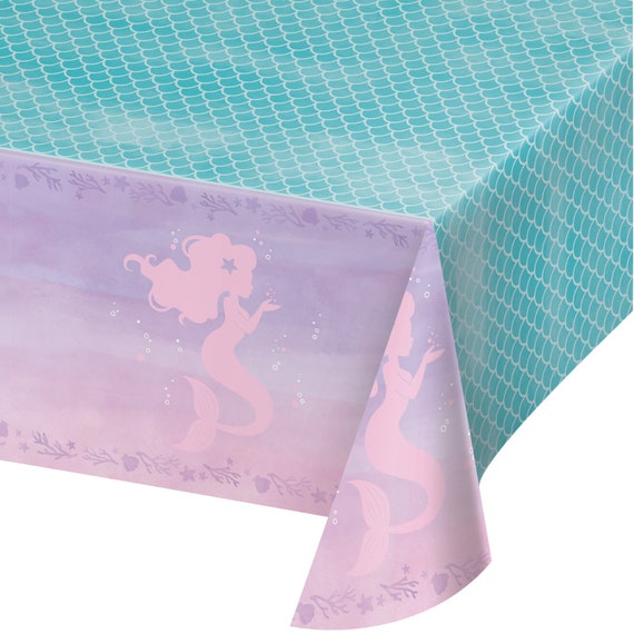 Shimmer Mermaid Table Cover | Mermaid Birthday Party | Girls Birthday | Under the Sea | Mermaid Decor | Summer Party | Plastic Tablecloth Il_570xn