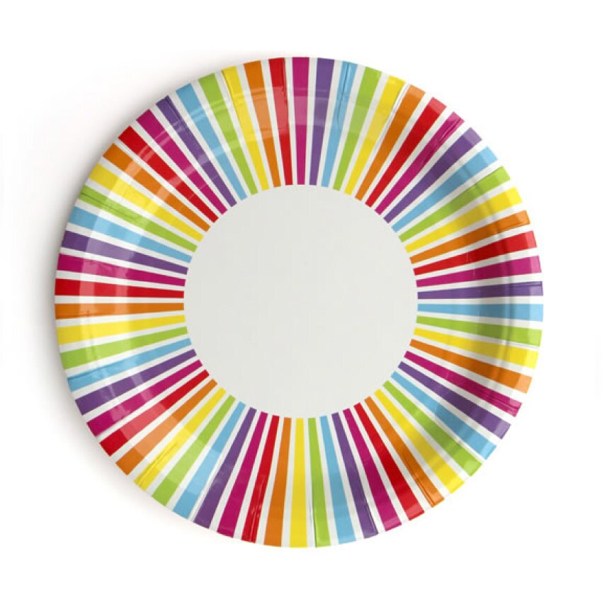 Plates Rainbow Striped Paper Plates Rainbow Plates | Etsy