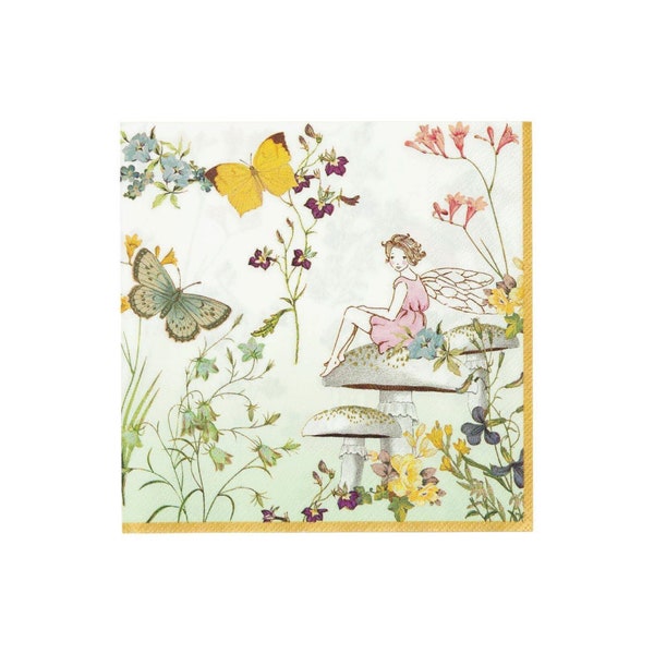 Floral Fairy Lunch Napkins 20ct | Fairy Princess Party | Fairytale Baby Shower | Princess Party Decor | Garden Party | Butterfly Birthday