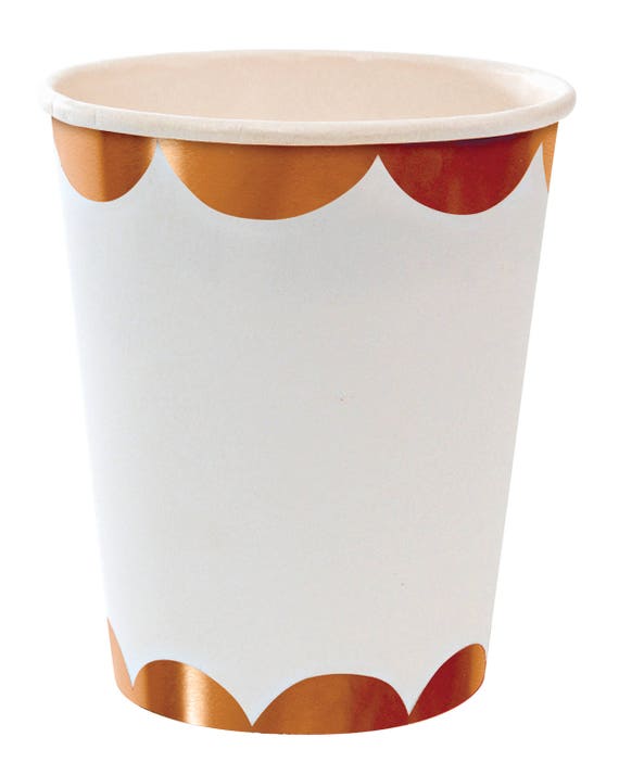Cups | Rose Gold Paper Cups 9 oz | Rose Gold Foil Scallop Rim | 8 Party Cups | Meri Meri | Toot Sweet | Party Supplies | The Party Darling Il_570xn