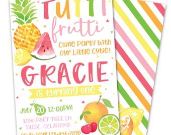 Tutti Frutti Birthday Invitation - Girl's Fruity Party (Digital)