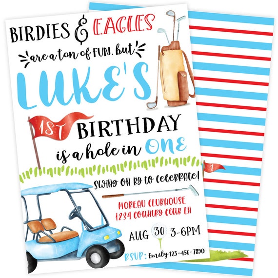Birdie Golf Birthday Party Invitation | Hole in One Kids Birthday Party | PGA Golf Birthday Invite | Personalized Digital Printable Invite Il_570xn