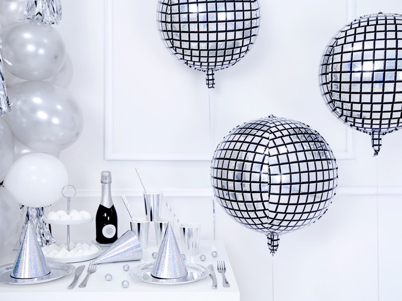 Happy New Year Disco Ball Orbz Helium filled foil Supershape