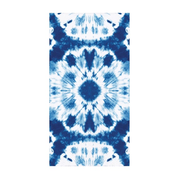Shibori Blue & White TieDye Guest Towels 16ct Navy Tableware