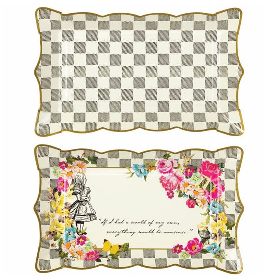Rectangular Alice in Wonderland Platters 4ct | Mad Hatter Tea Party | Wonderland Wedding | Alice in Onederland Decor | Girls Birthday Il_570xn