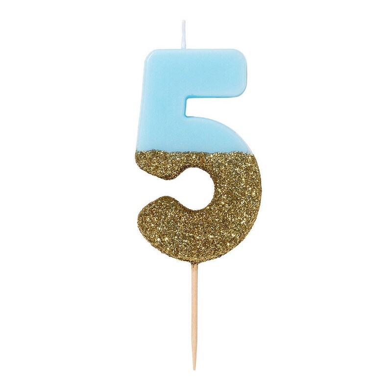 Blue and Gold Glitter Dipped Number Birthday Candle Milestone Birthday Boys Birthday Party Anniversary Candles Number Cake Toppers image 8