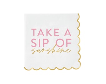 Take A Sip of Sunshine Dessert Napkins 20ct | Pool Party Birthday | Summer Party | Last Splash Bachelorette Party | Tropical Bachelorette