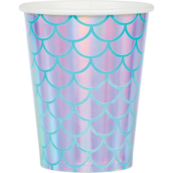 Shimmer Mermaid Scale Cups | Girls Birthday | Under the Sea | Mermaid Decor | Summer Party | Mermaid Decorations | Pack of 8 Paper Cups Il_570xn