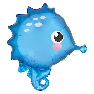 Blue Seahorse Balloon 21in | Ocean Party Decor | Under The Sea Birthday | Summer Pool Party | Beach Birthday | Mermaid Birthday Balloon