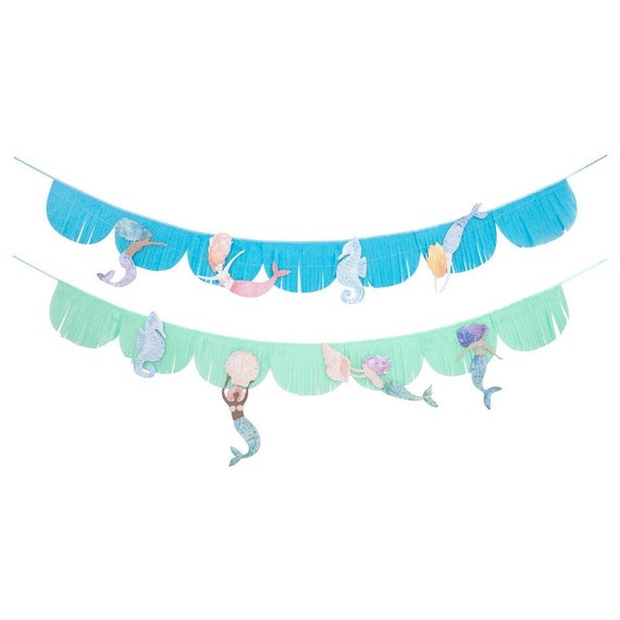 Mermaid Fringe Garland 8.5ft | Mermaid Baby Shower | Mermaid Birthday Party Decor | Under the Sea | Lets be Mermaids | Meri Meri Banner Il_570xn