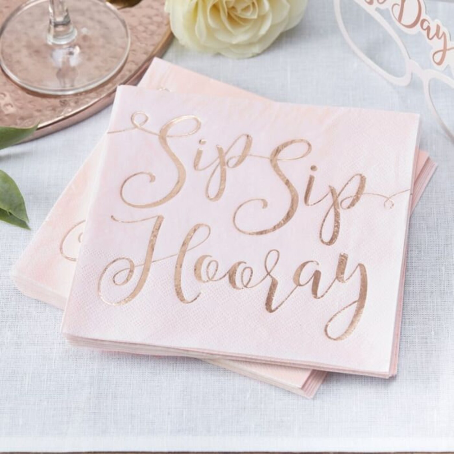 Pink & Rose Gold Paper Napkins Sip Sip Hooray Rose Gold Etsy