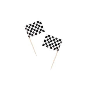 Checkered Flag Party Picks 50ct | Race Car Checkered Flag | Checkered Flag Decorations | Two Fast Birthday Party | Vintage Race Car Party