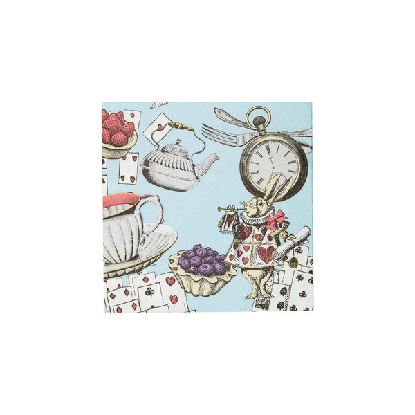 Alice in Wonderland Beverage Napkins 20ct | Mad Hatter Tea Party | Wonderland Wedding | Alice in Onederland Party Decor | Girls Birthday