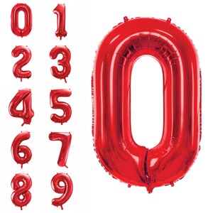 34in Giant Red Number Balloon 0-9 | Birthday Number Balloons | Superhero Birthday | Graduation Balloon Backdrop | Anniversary Party Decor