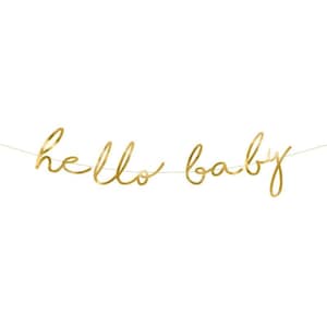Guirnalda de fiesta de Hello Baby dorada de 2,3 pies, con temática de género neutro, para baby shower con estrellas brillantes, decoración de pared para habitación de bebé