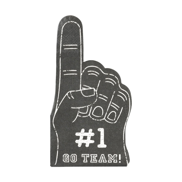 Go Team #1 Foam Finger Lunch Napkins 24ct | Tailgate Party | Sports Party | 1st Year Down Football Birthday | Game Day Football Baby Shower