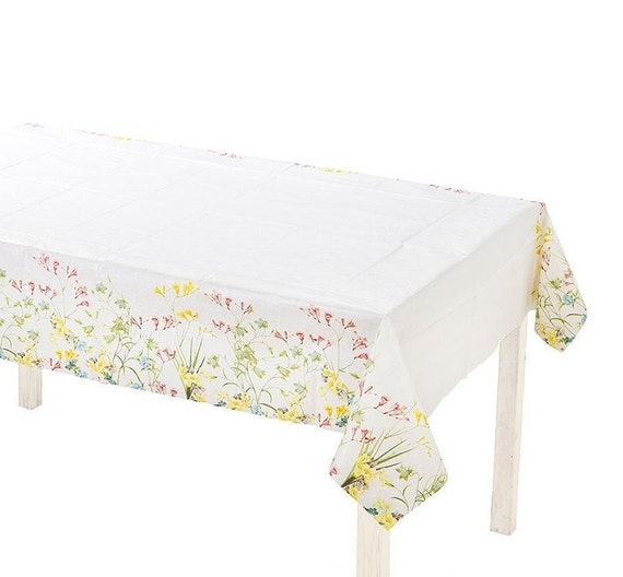 Floral Tea Party Paper Table Cover | Fairy Party Decor | Girls Birthday Party | Garden Party Baby Shower Decorations | Disposable Tablecloth Il_570xn
