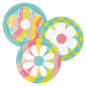 SALE | Flower Power Dessert Plates 8ct | Flower Power Birthday | Daisy Party Decor | Groovy Party | Girls Birthday Party | Daisy Baby Shower